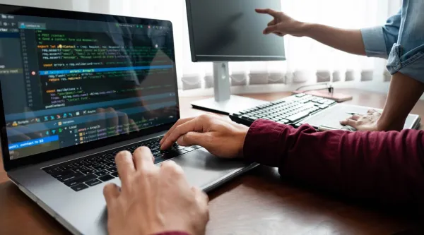 Engineer working on a laptop